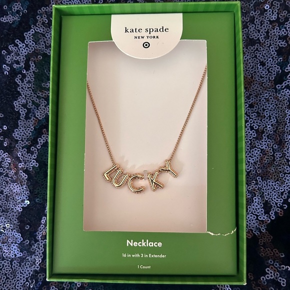 Kate Spade Lucky Necklace Gold Script New in Box Target Collab Coquette
Bubble - Picture 8 of 12